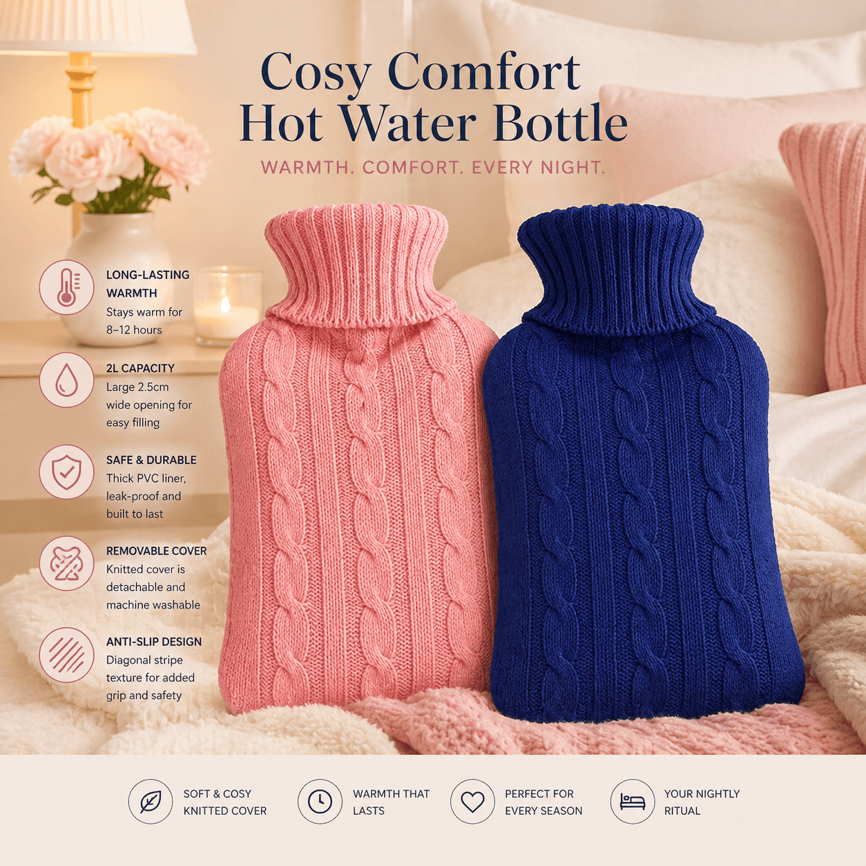 Cosy Purpose™ Hot Water Bottle & Cover