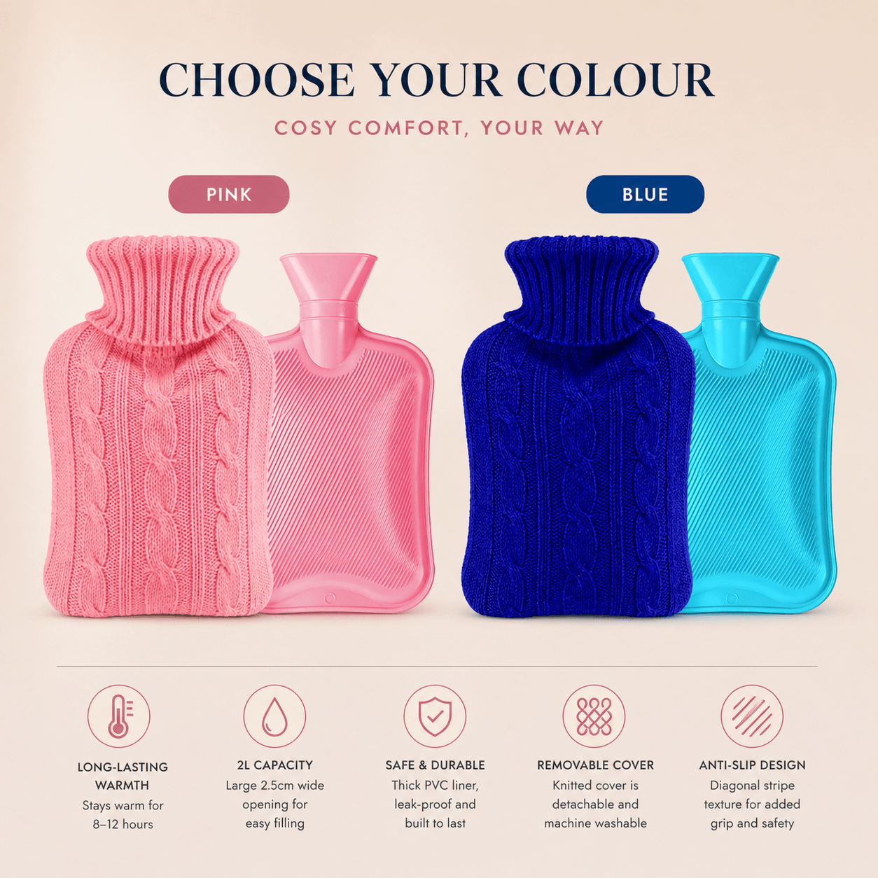 Cosy Purpose™ Hot Water Bottle & Cover